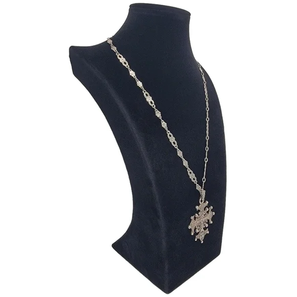 Vintage Fratelli Peruzzi 800 Ornate Maltese Cross Floral Infinity Chain 1930's